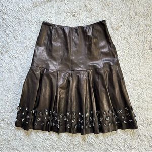 Lafayette 148 New York Leather Skirt Women’s Beaded Rhinestones